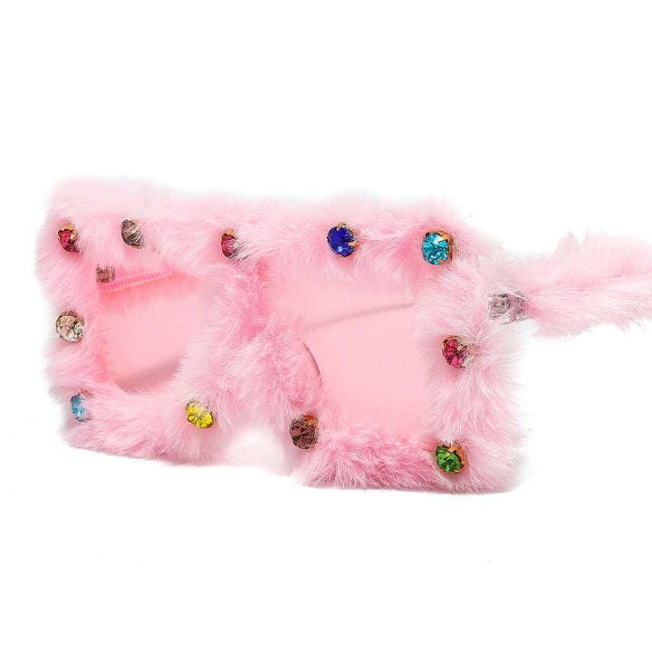 Ladies glamorous and luxurious sunglasses with fur-trimmed frame Stornfield