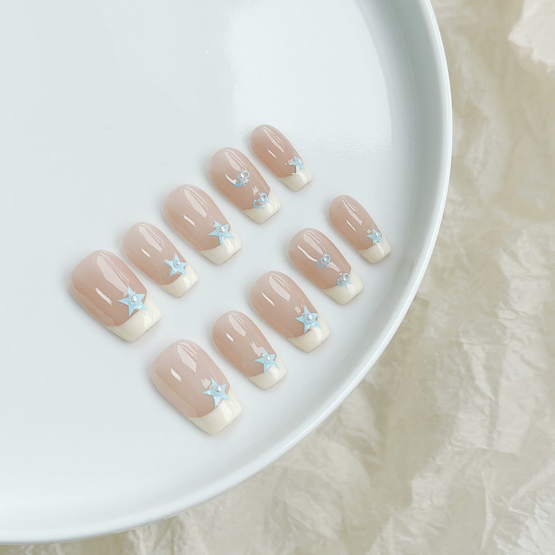 Nail Art Set with Star and Gem Accents