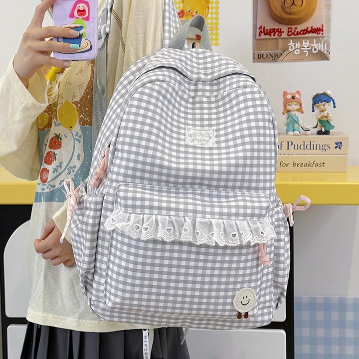 Cute Gingham Print Backpack Stornfield