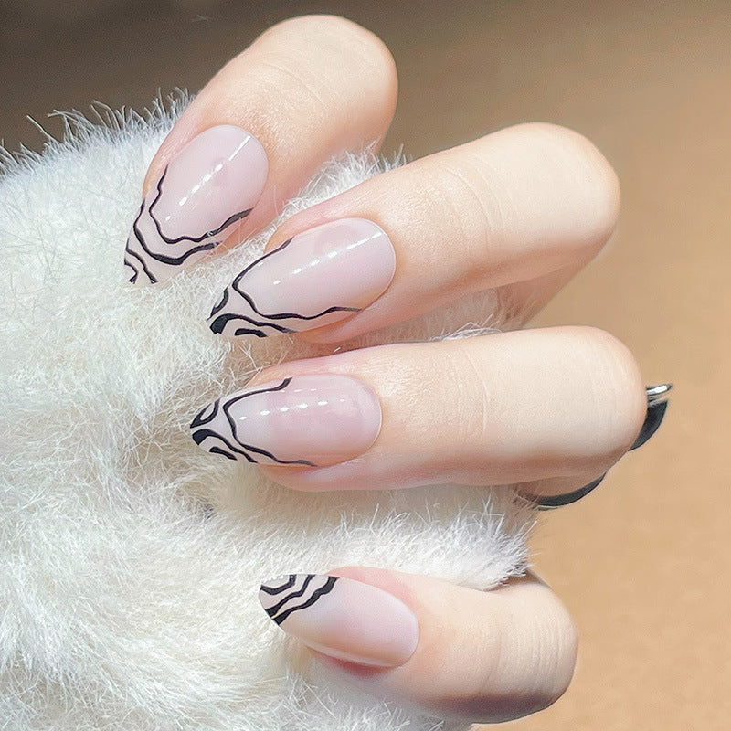 Elegant Stiletto Press-On Nail Set with Marble Detailing Stornfield