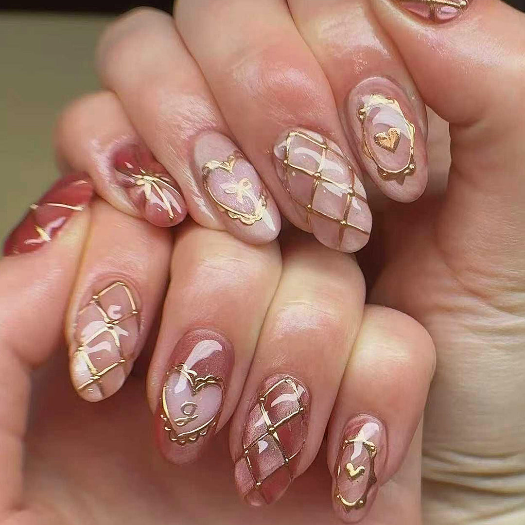 Artistic Heart-Accent Press-On Nails Set Stornfield