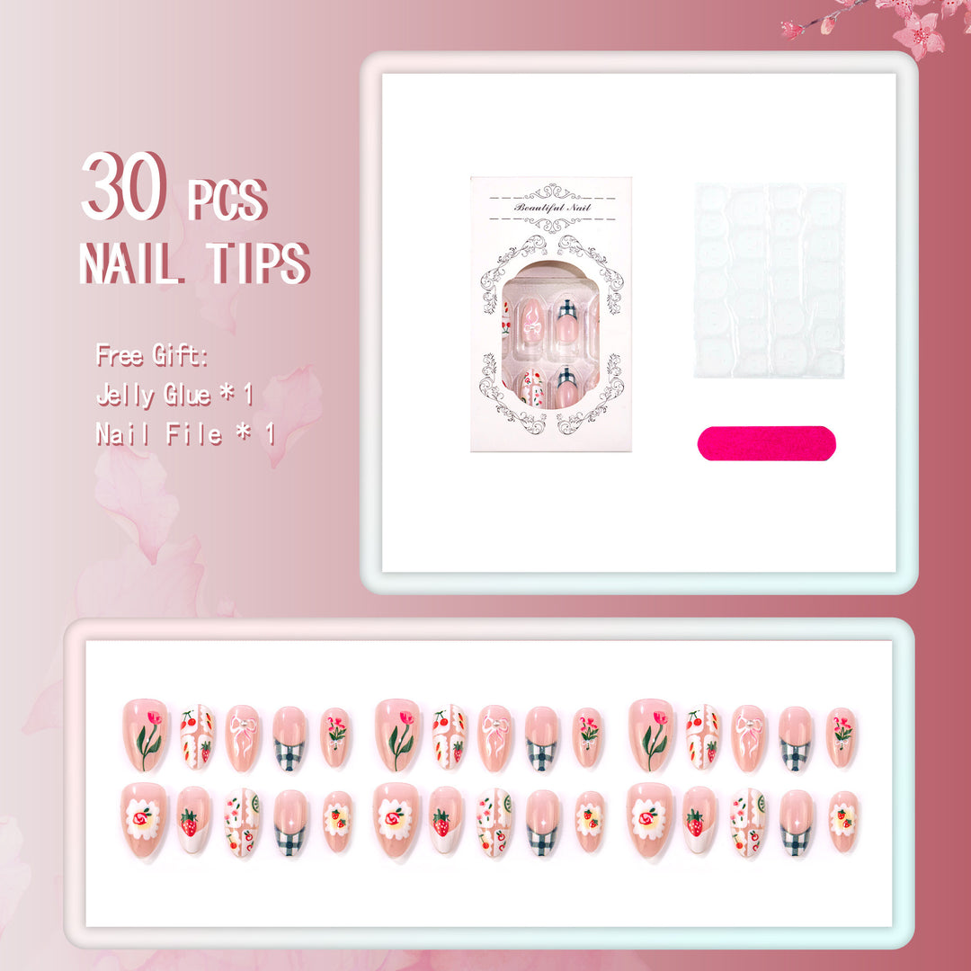 Decorative Hand-Painted Press-On Nails