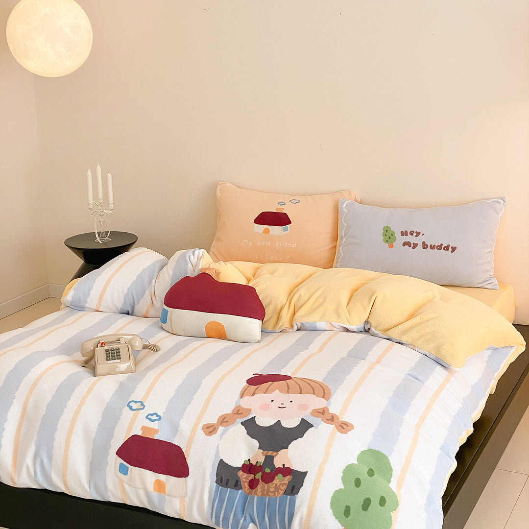 Cozy quilted bedding set with panda motif and plush pillow