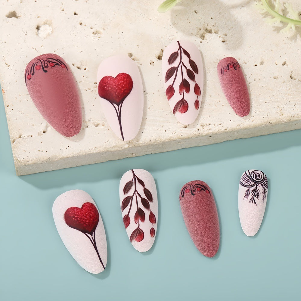 Artificial Nail Set with Romantic Heart Design Stornfield