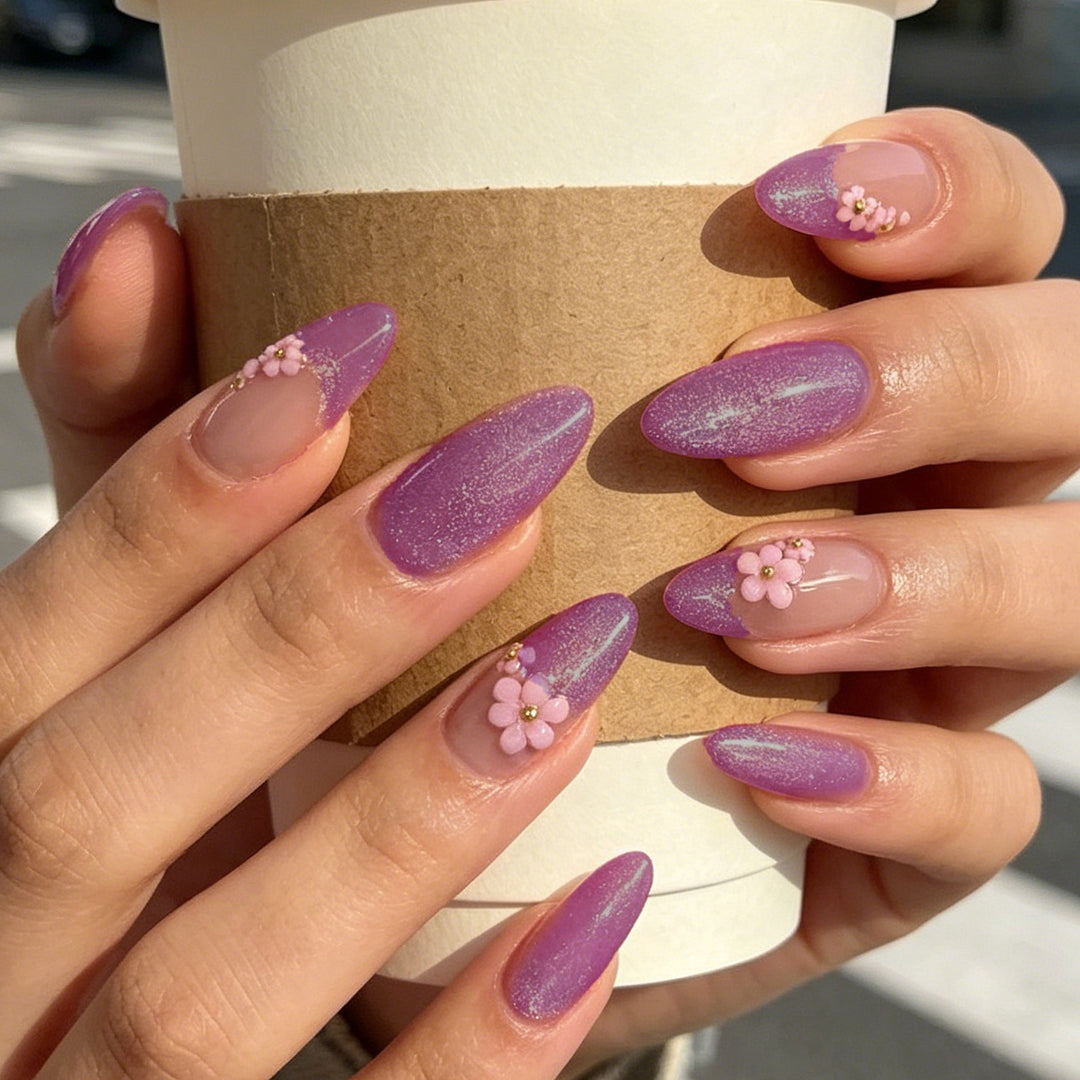 Decorative Floral Acrylic Nail Enhancements Stornfield
