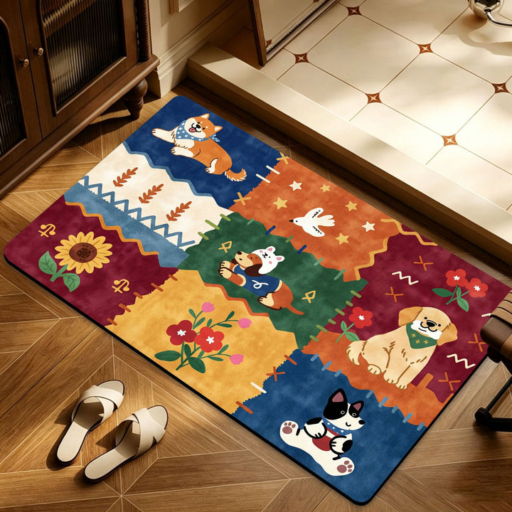 Artistic Floral Patterned Floor Mat Stornfield