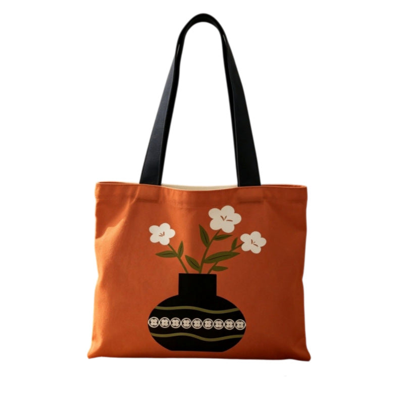 Floral Patterned Canvas Tote Bag