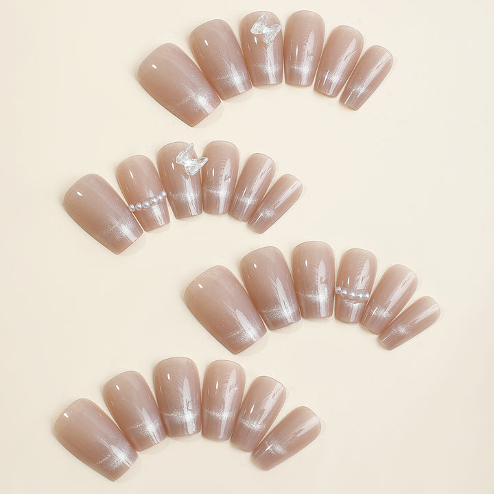 Acrylic nail set with elegant rhinestone decorations Stornfield