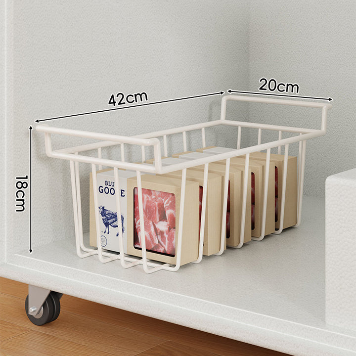 Slide-Out Wire Freezer & Fridge Food Storage Basket with Raised Handle and Ventilated Base