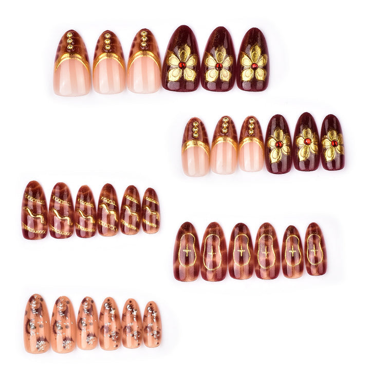 Decorative Press-On Nail Art Set with Luxury Floral Accents Stornfield