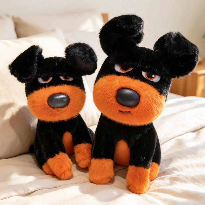 Sitting Character Plush Dog with Contrasting Faux-Fur Muzzle and Half-Lidded Expression Stornfield