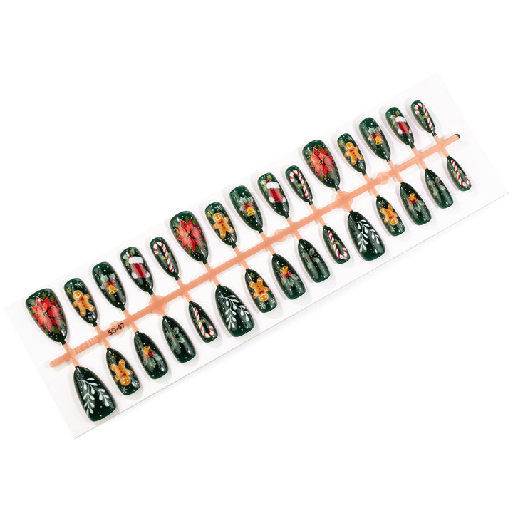 Festive Christmas-Themed Press-On Nail Art Set Stornfield