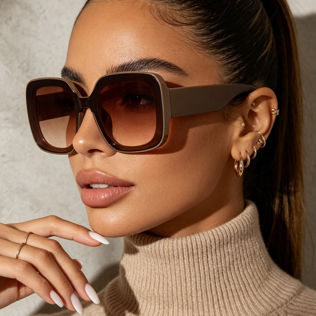 Women's square sunglasses with innovative transparent frame design Stornfield