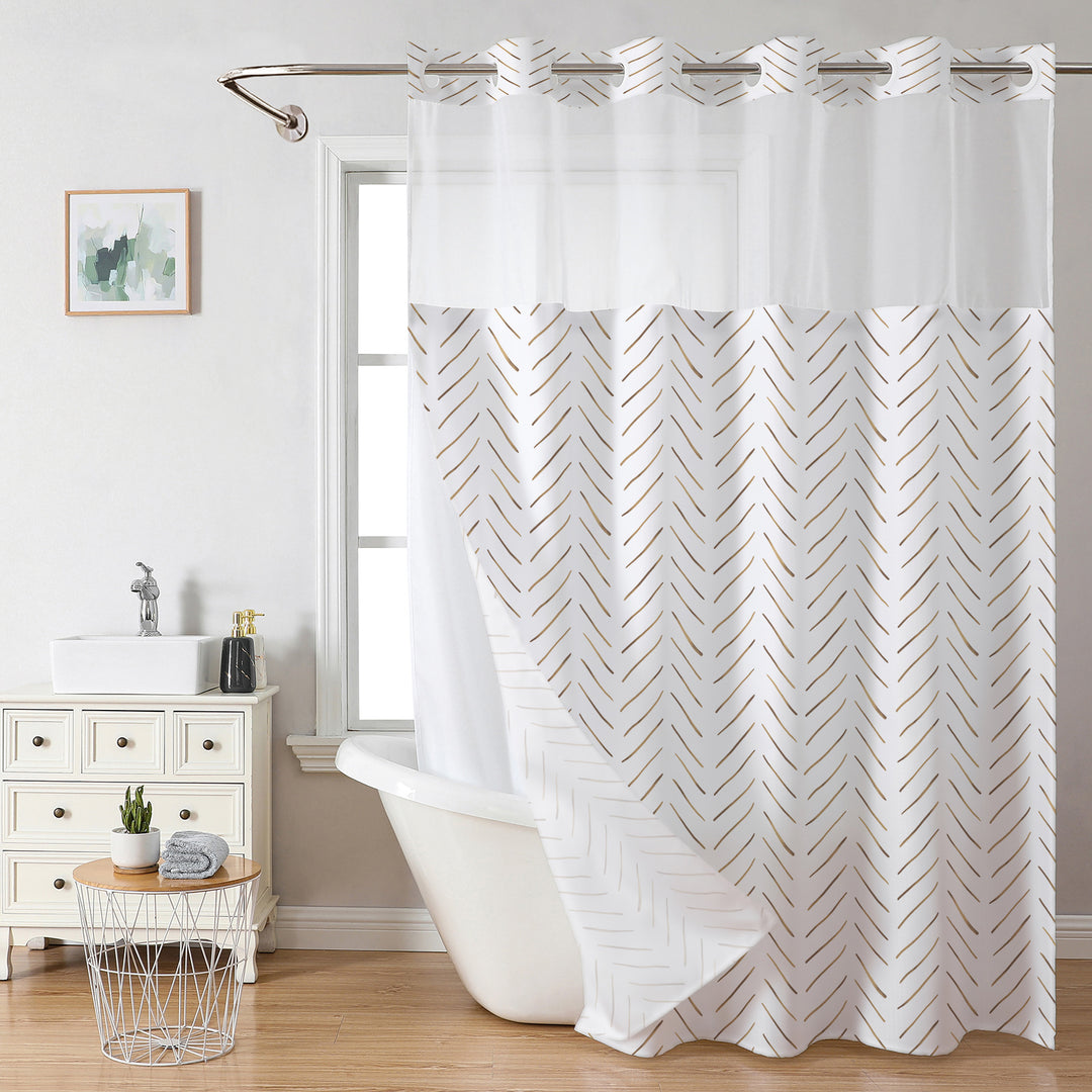 Herringbone Pattern Shower Curtain Stornfield