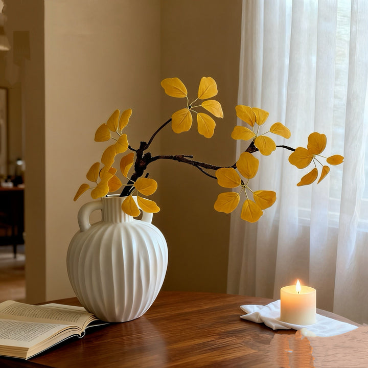 Decorative Faux Yellow Leaf Arrangement for Home Decor