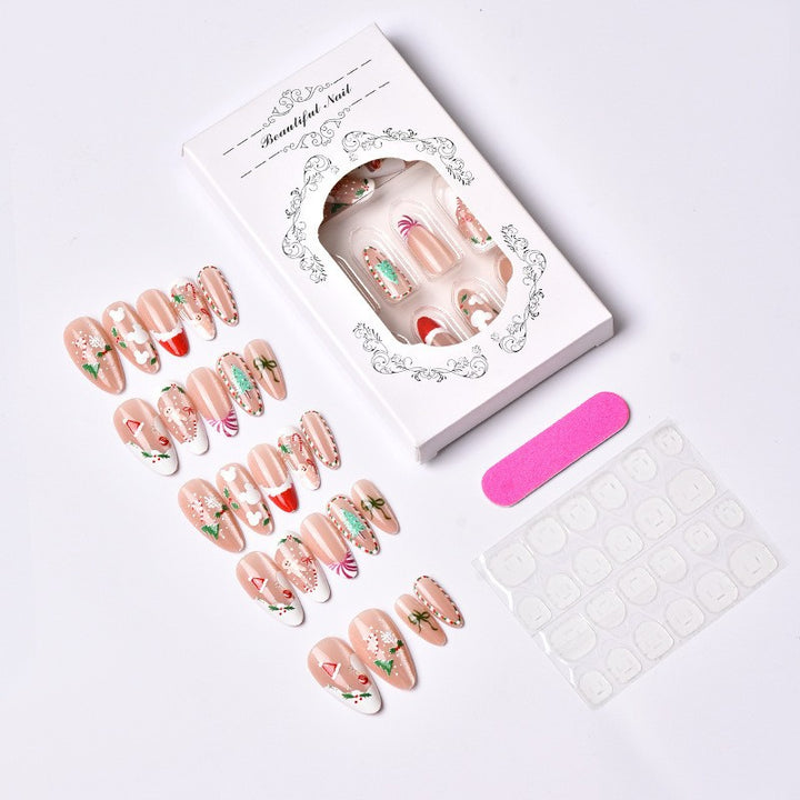 Artificial nail set with festive Christmas motifs and elegant designs Stornfield