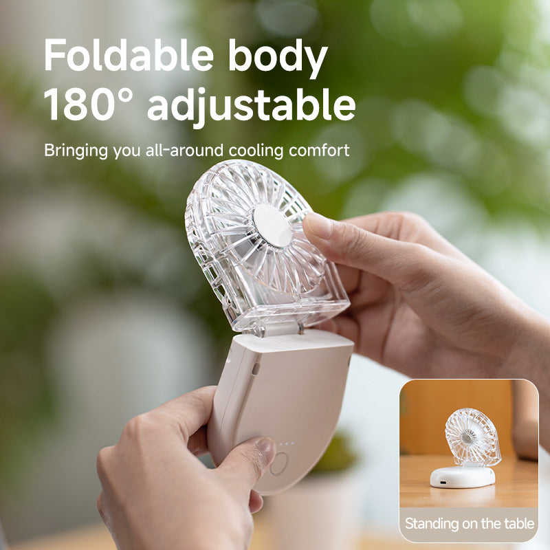 Unisex Portable Rechargeable Handheld Fan with LED Mirror Stornfield