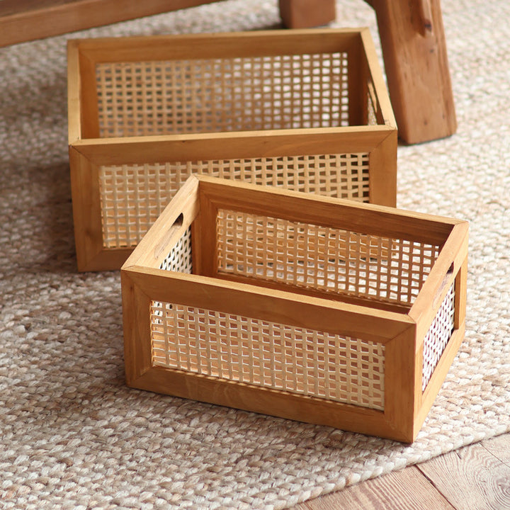 Storage basket made of natural wood Stornfield