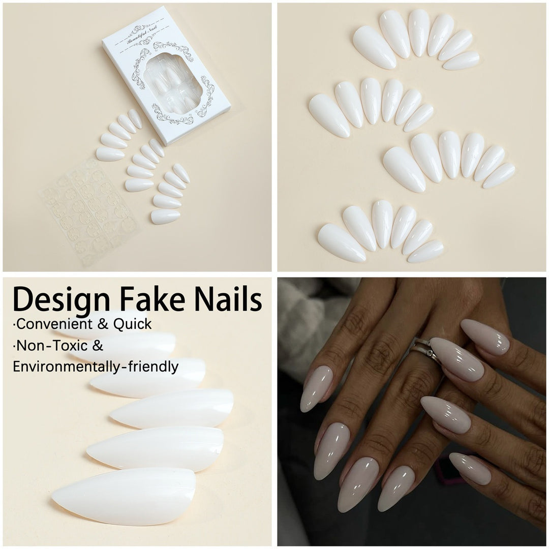 Artificial nail set with elegant stiletto tips and matte finish Stornfield
