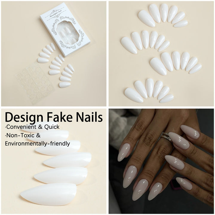 Artificial nail set with elegant stiletto tips and matte finish Stornfield