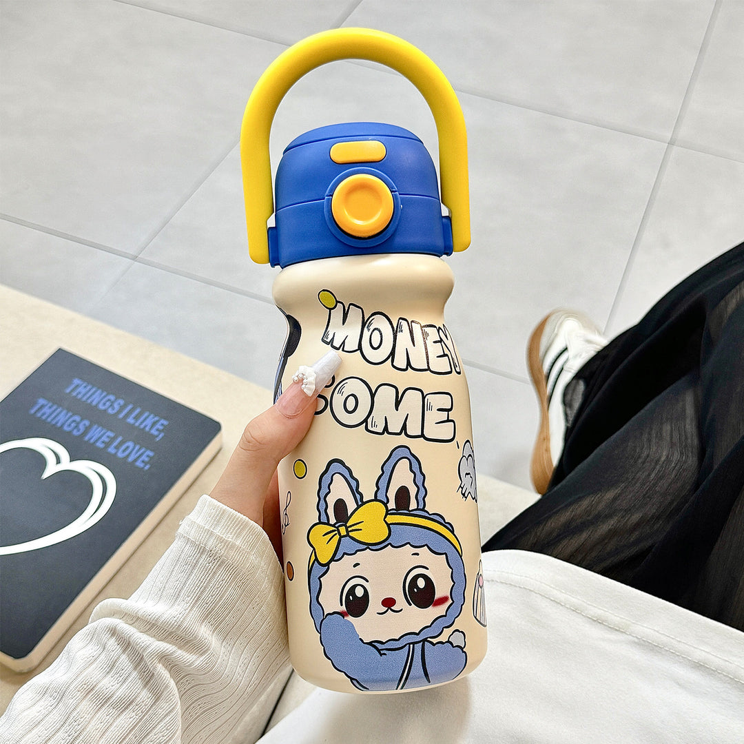 Women's water bottle with fun animal design and ergonomic carrying handle Stornfield