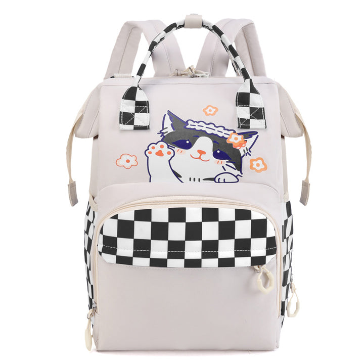 Playful Cat-Themed Multi-Pocket Backpack Stornfield