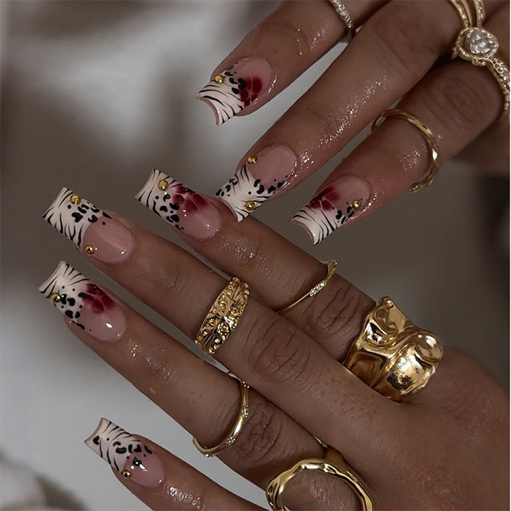 Creative Art Press-On Nail Set with Floral and Zebra Designs Stornfield