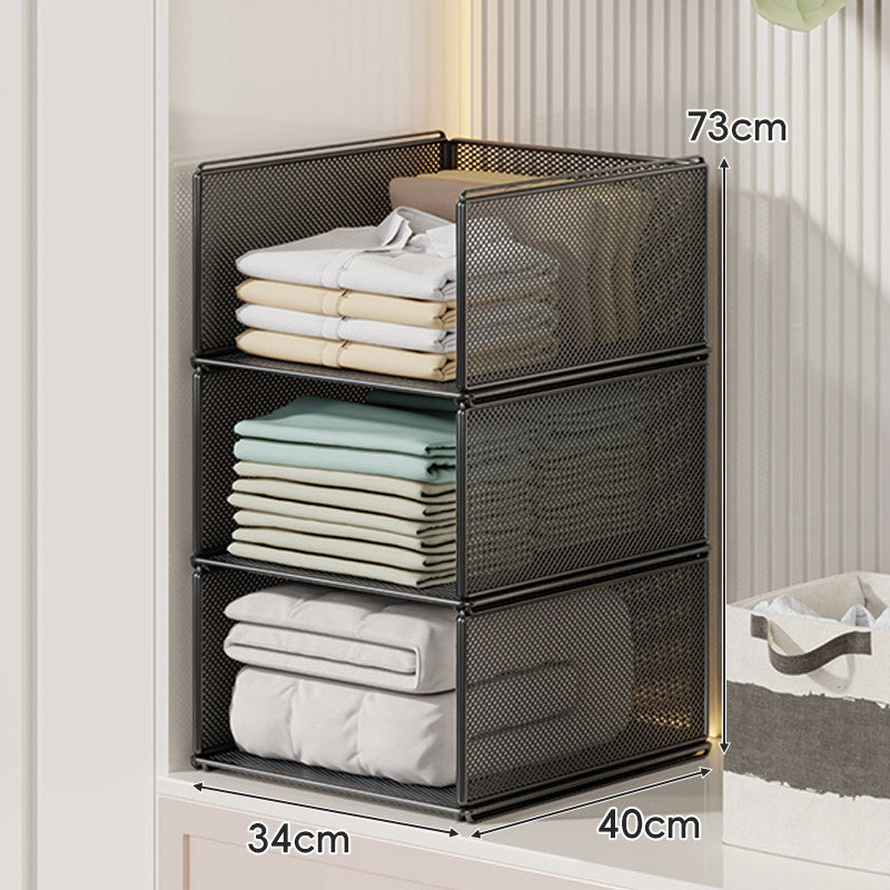Vertical Stackable Mesh Closet Storage Tower with Four Pull-Out Ventilated Drawers