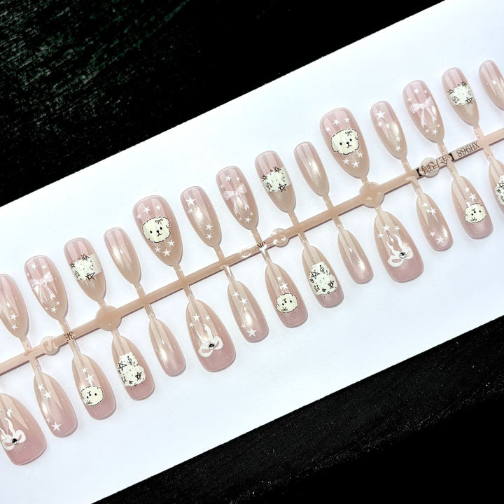 Elegant Polka Dot and Lace Press-On Nail Set