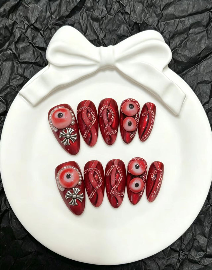 Decorative Press-On Nail Art Set with Floral and Whimsical Designs