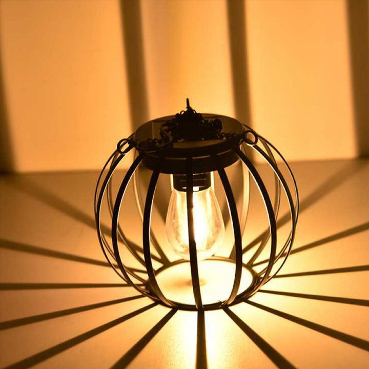 Vintage Hanging Metal Lantern Pendant With Edison-Style Bulb Cage And Adjustable Chain Stornfield
