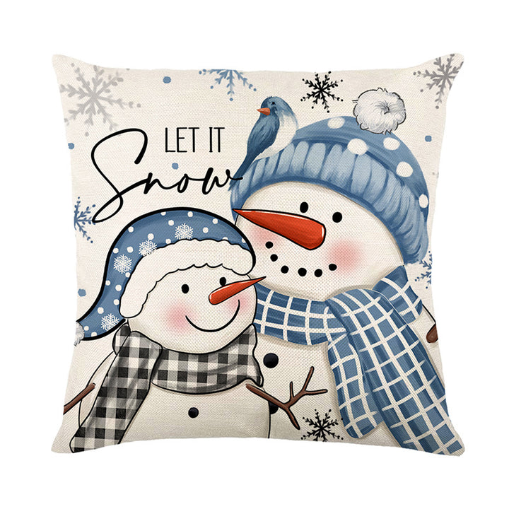 Square Holiday Decorative Pillow Cover with Snowflake Ornament Illustration & Concealed Zip
