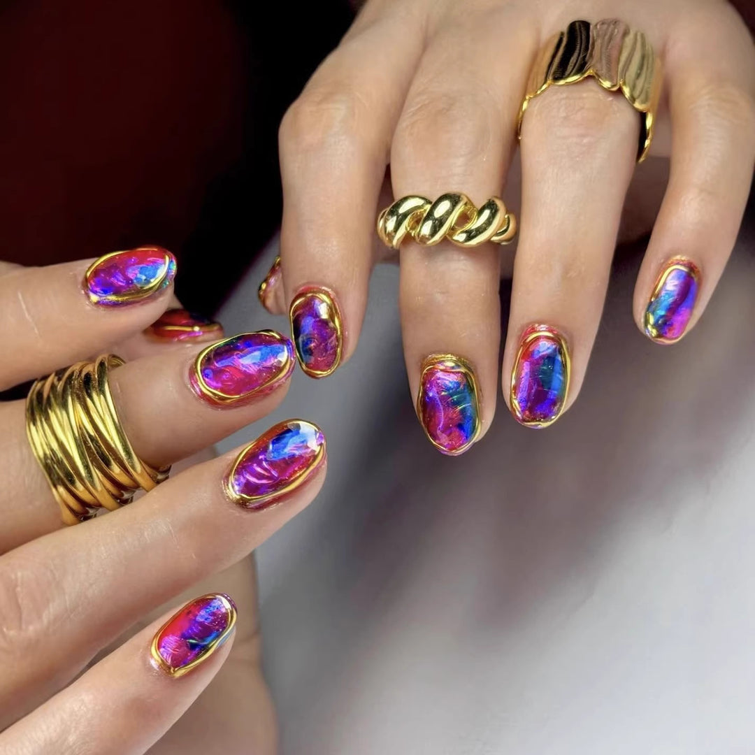Elegant Artificial Nails with French Manicure and Glitter Effects Stornfield