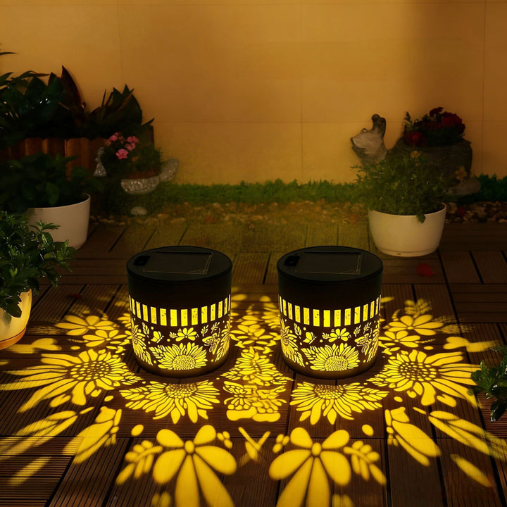 Solar Projection Garden Light With Decorative Floral Pattern And Dusk-To-Dawn Sensor Stornfield