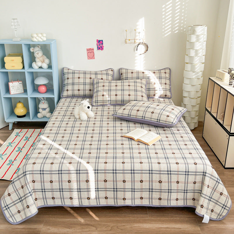 Lightweight Quilted Floral Bedspread Set with Piped Edge and Matching Pillow Shams