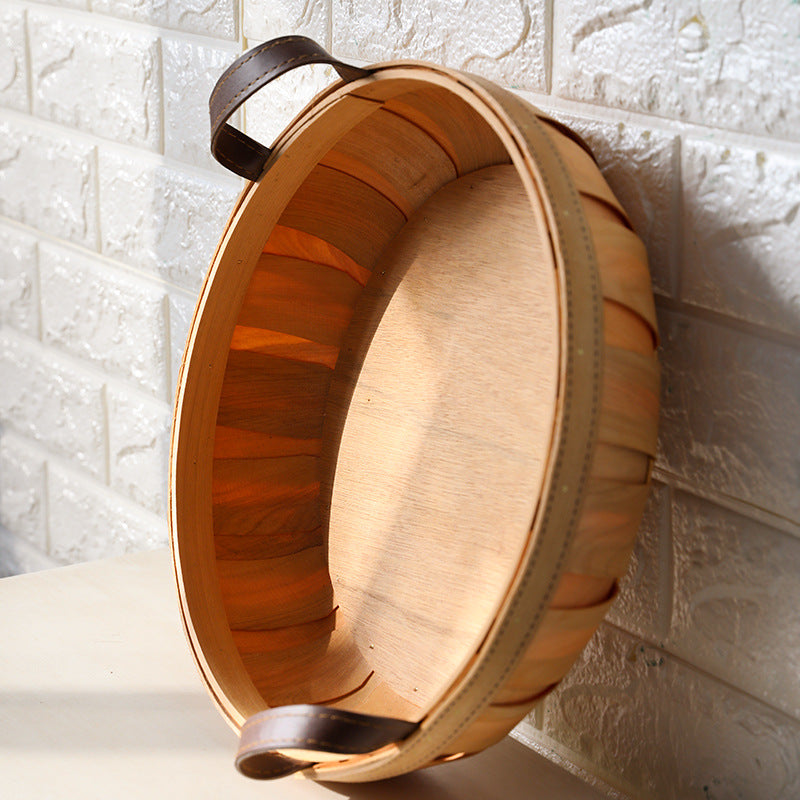 Unisex Handcrafted Basket with Leather Handles Stornfield