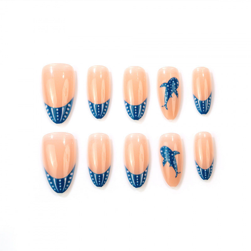 Artistic Marine-Themed Press-On Nails