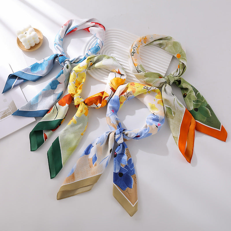 Women's silk scarf in elegant botanical design Stornfield