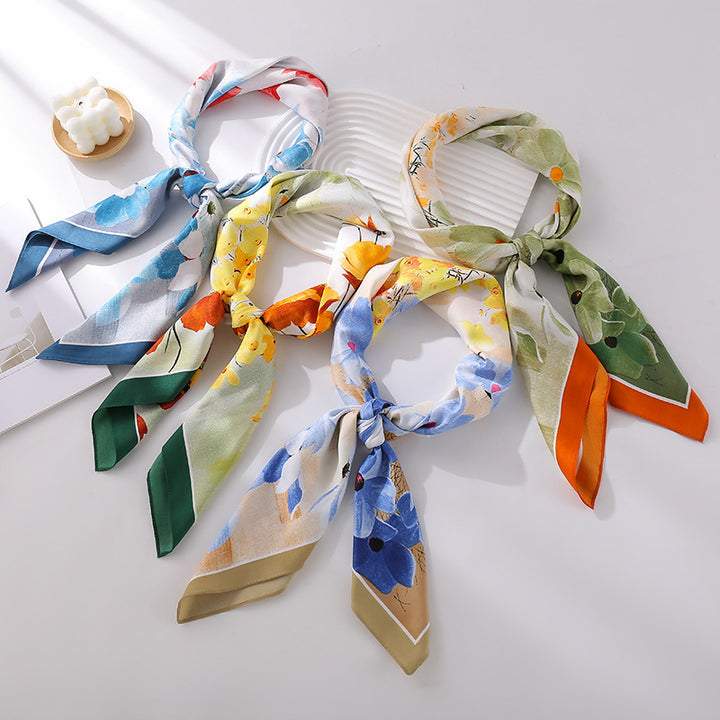 Women's silk scarf in elegant botanical design Stornfield