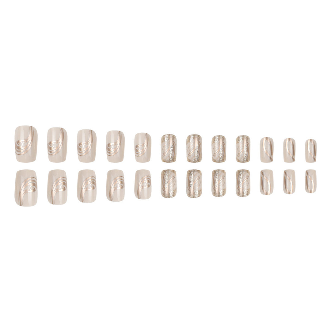 Elegant Swirl Design Acrylic Press-On Nails Stornfield