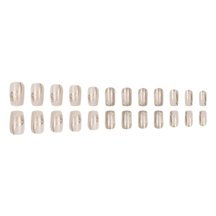 Elegant Swirl Design Acrylic Press-On Nails Stornfield