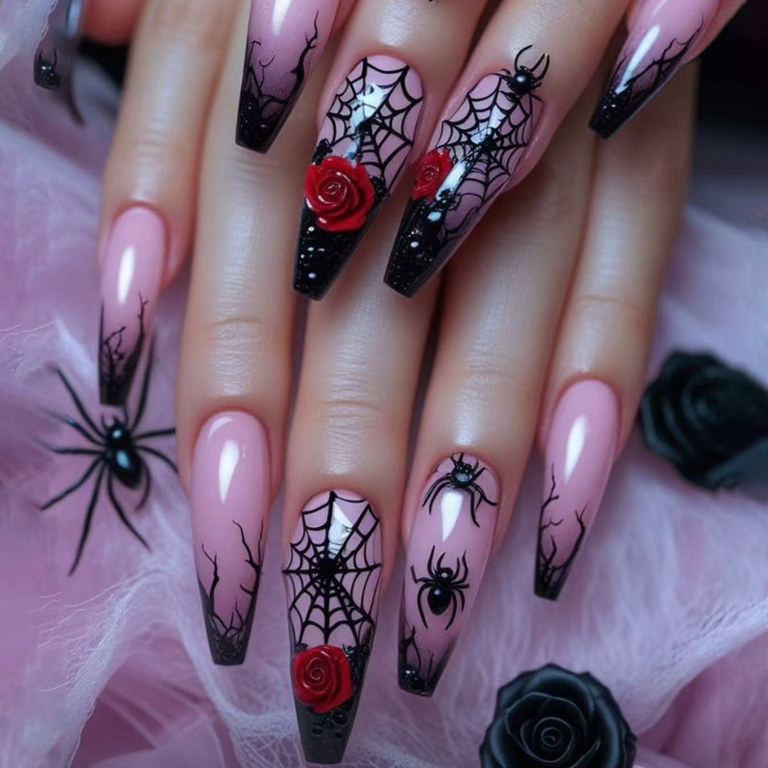 Gothic-Inspired 3D Halloween Nail Art Extensions Stornfield