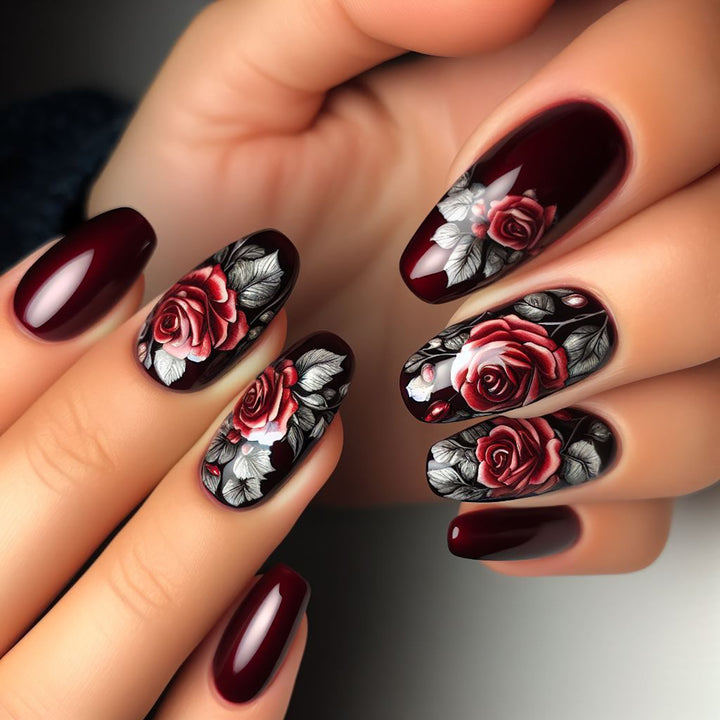 Artistic Floral Design Nail Extensions  1792407634