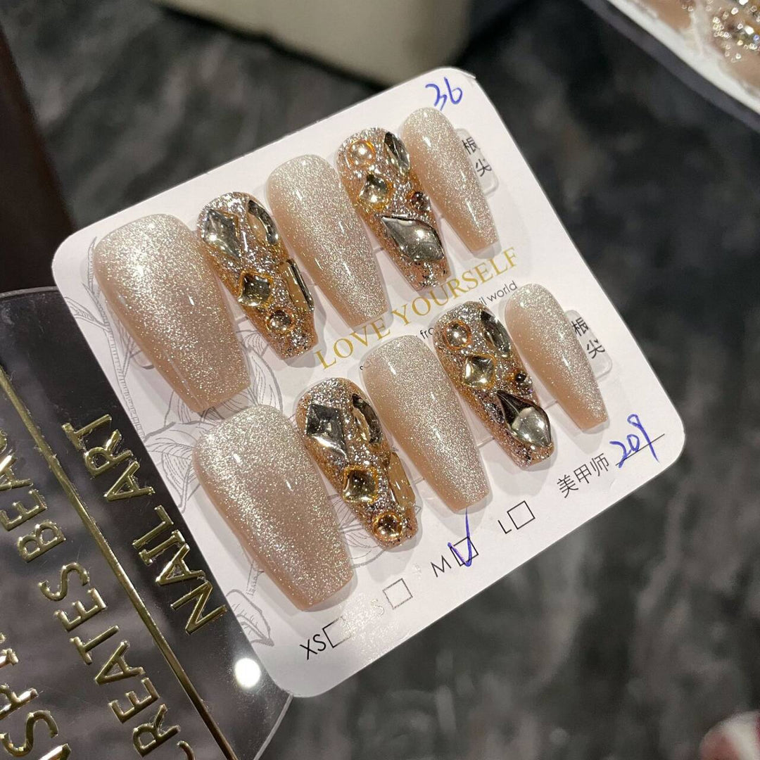 Glamorous Heart-Themed Press-On Nail Set Stornfield