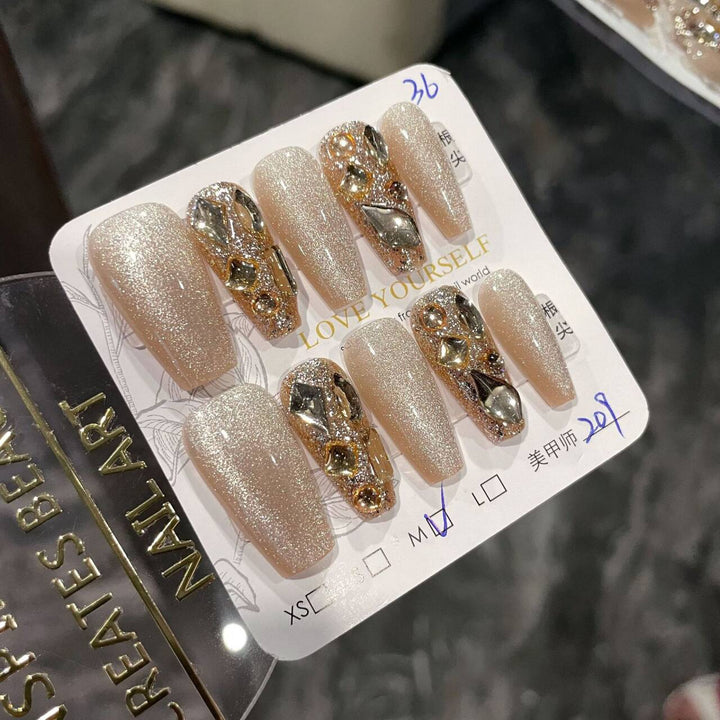 Glamorous Heart-Themed Press-On Nail Set Stornfield