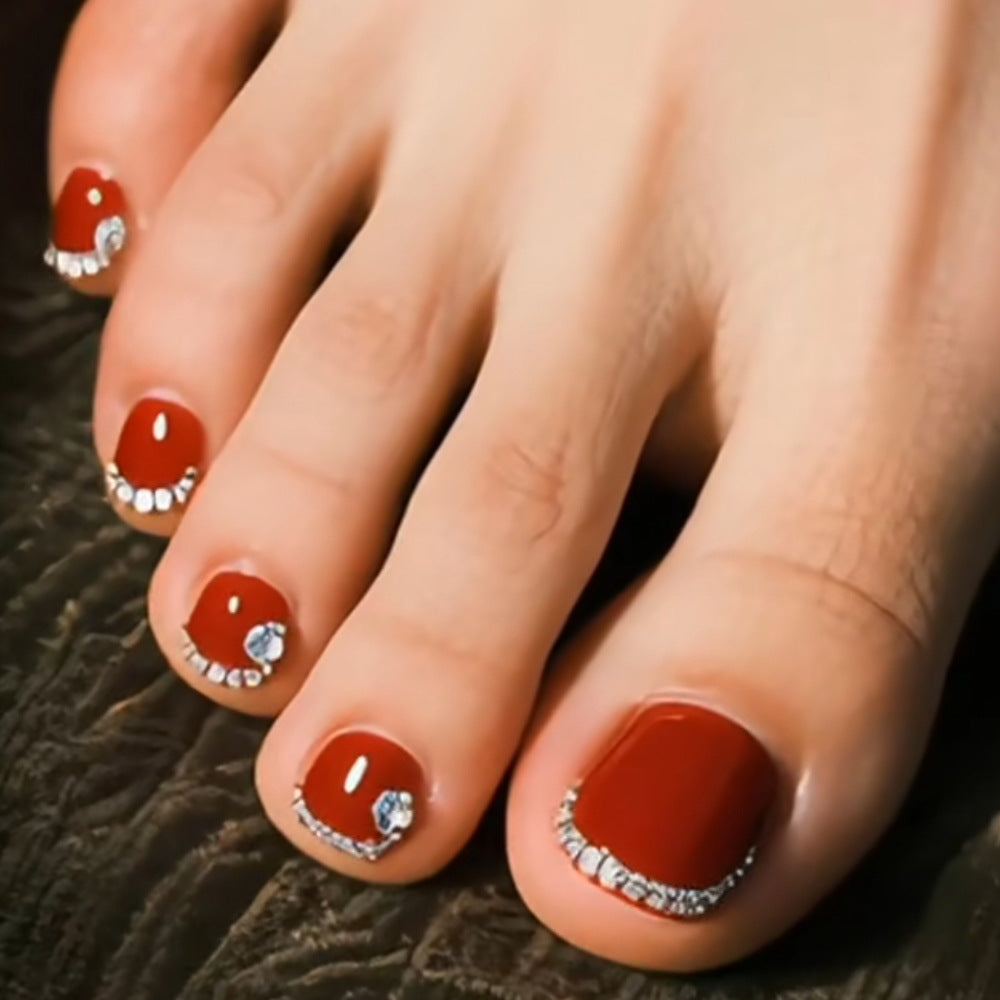 Decorative Gem-Embellished Press-On Toe Nails Stornfield