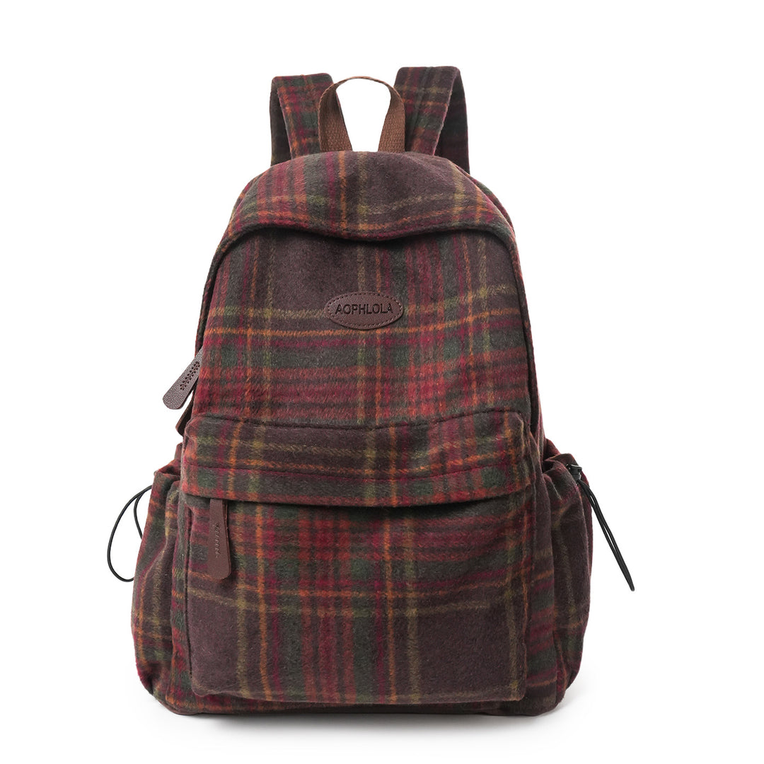 Cozy Plaid Patterned School Backpack Stornfield