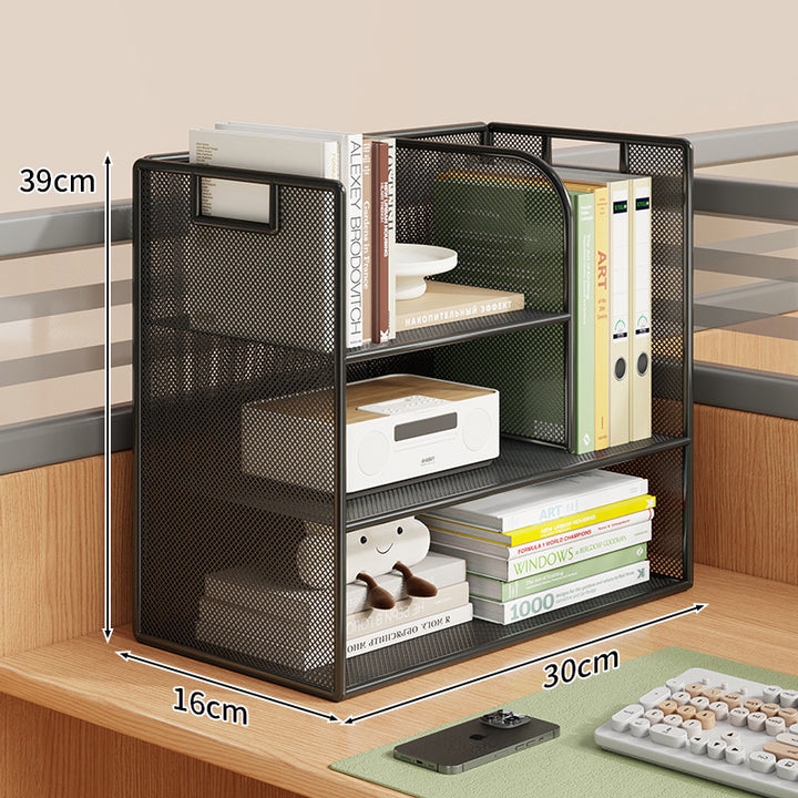 Mesh Desktop Open-Shelf Organizer with Integrated Handles and Dividers