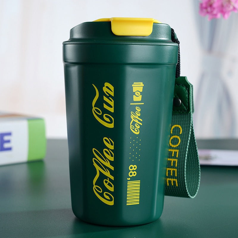 Women's insulated coffee cup with practical carrying device Stornfield