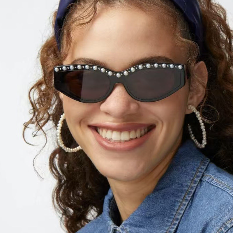Women's Cat-Eye Sunglasses with Sparkling Rhinestone Accents and Animal Pattern Stornfield